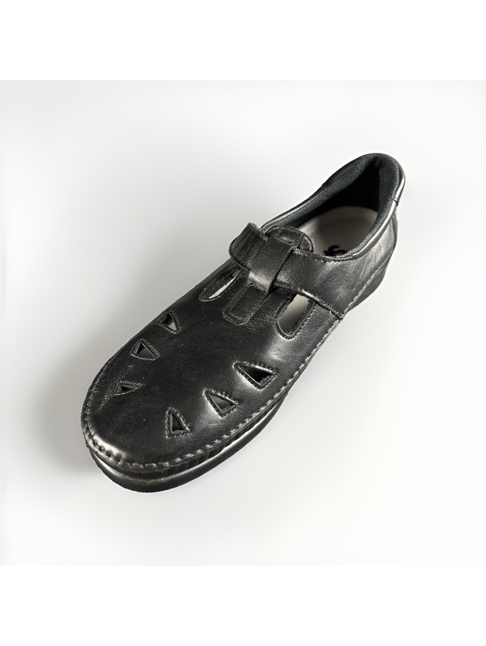 SAS Roamer Womens Black Leather Comfort Mary Jane Shoes Adjustable Size 8